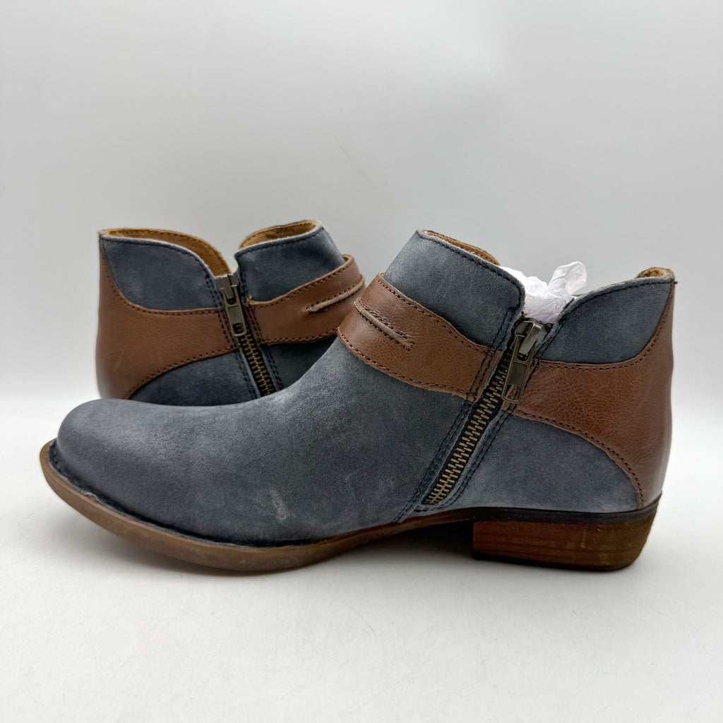 Born Womens Kati Ankle Booties US 8 M Blue Brown Leather NWOB