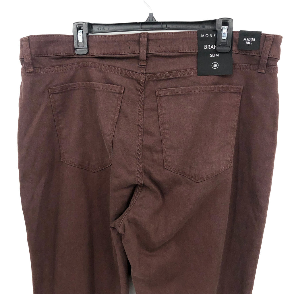 MONFRERE Men's Brando Slim Fit Jeans 40x31 Brown Cafe Straight Parisian Luxe NWT