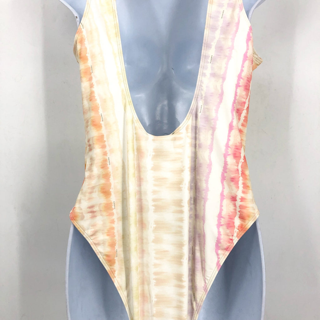 ALLSAINTS Women's Niki Marea Swimsuit One Piece Large Rainbow Pastel NWT
