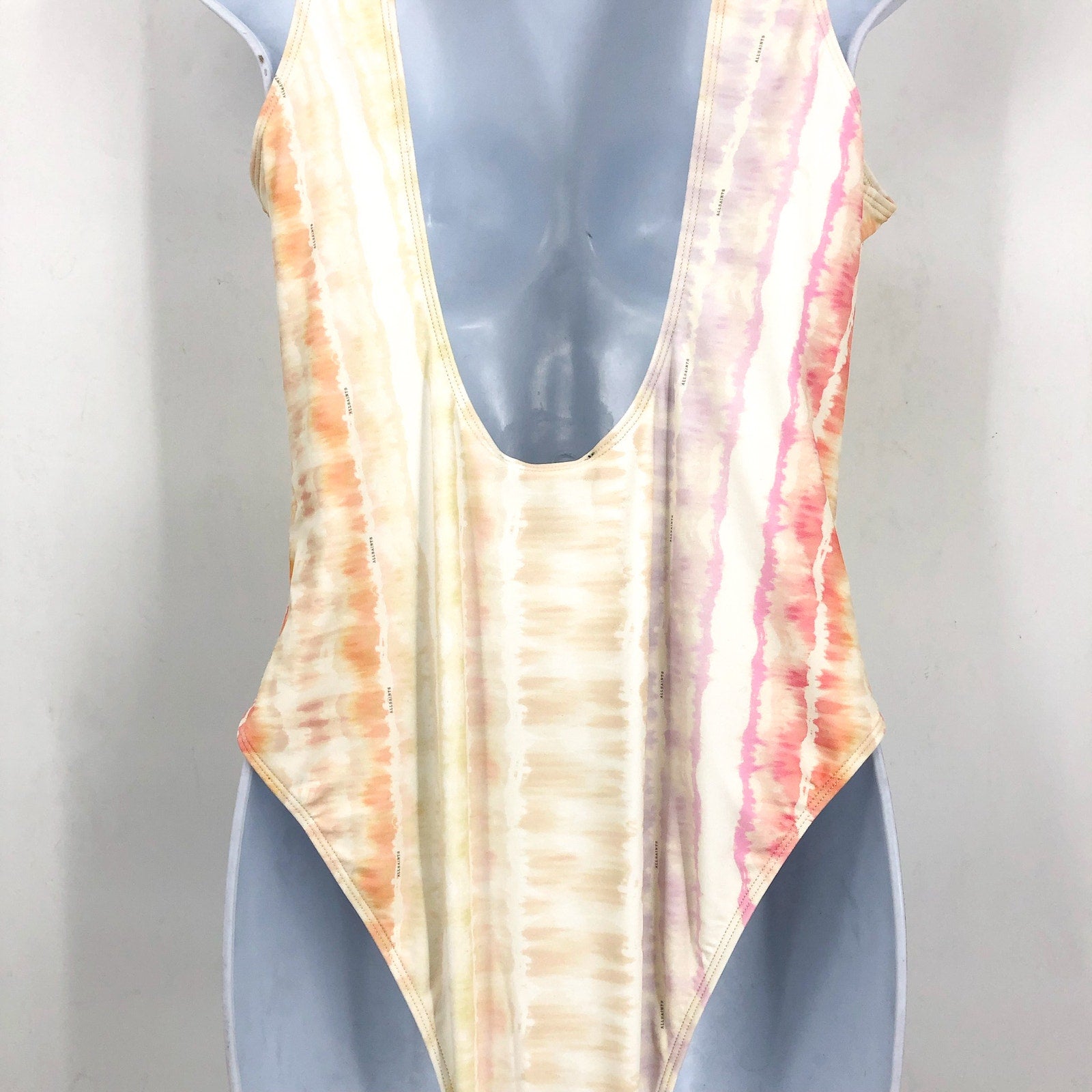 ALLSAINTS Women's Niki Marea Swimsuit One Piece Large Rainbow Pastel NWT