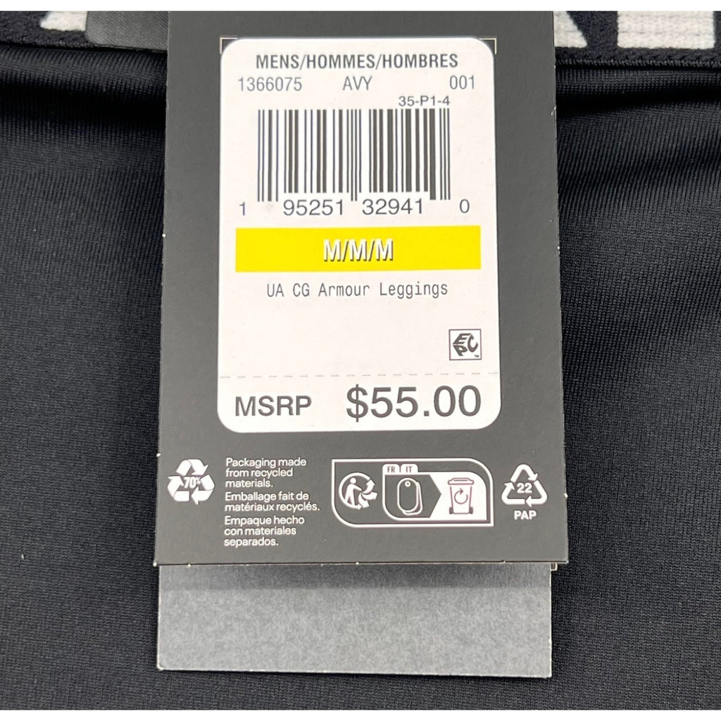 UNDER ARMOUR Men's CG Armour Leggings Medium Black Base Layer Pants NWT