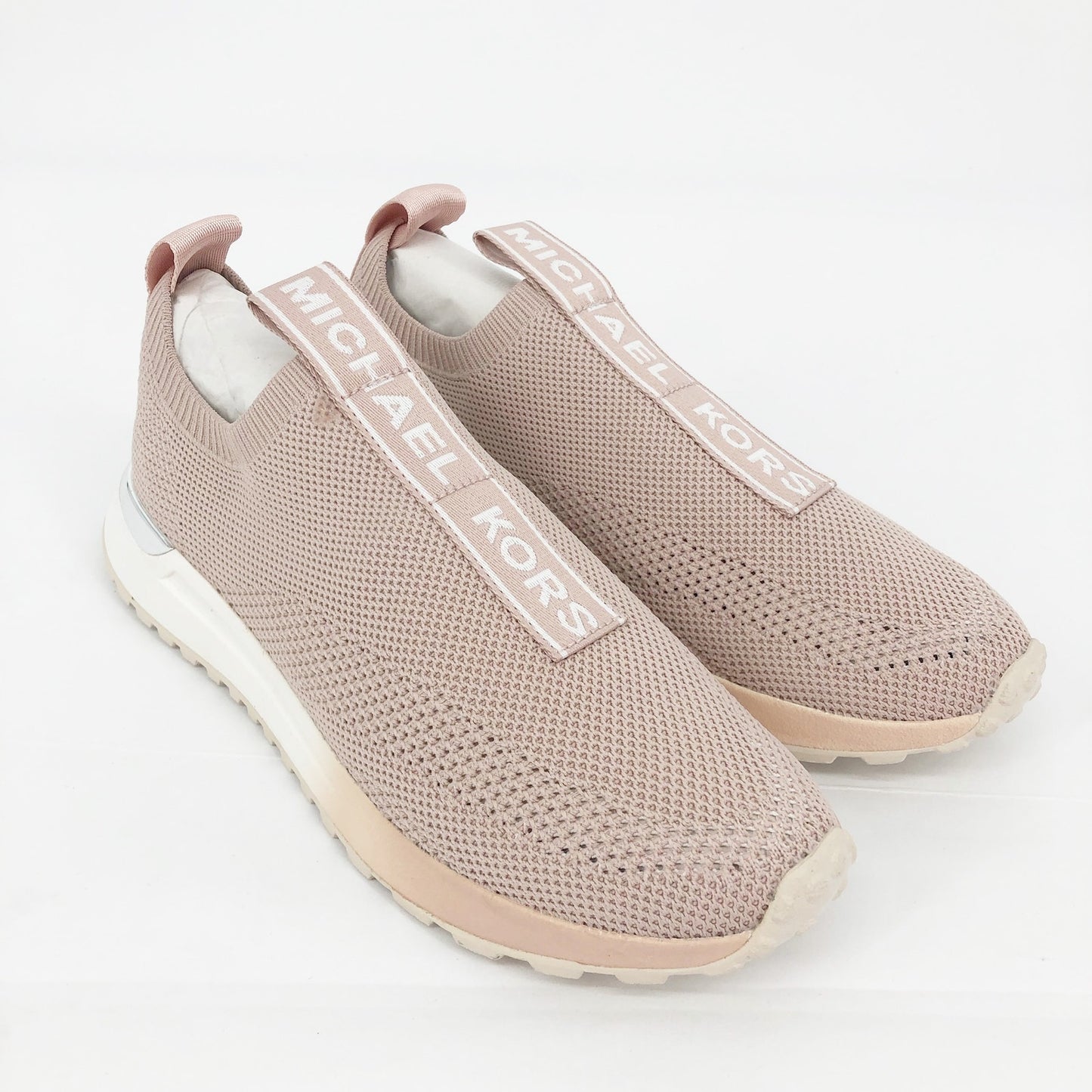 MICHAEL KORS Womens Bodie Mesh Slip-On Sneaker 6 Light Pink Logo Tape NWOB