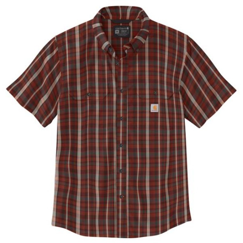 CARHARTT Mens Loose Fit Casual Shirt Small Red Plaid Short Sleeve Midweight NWT