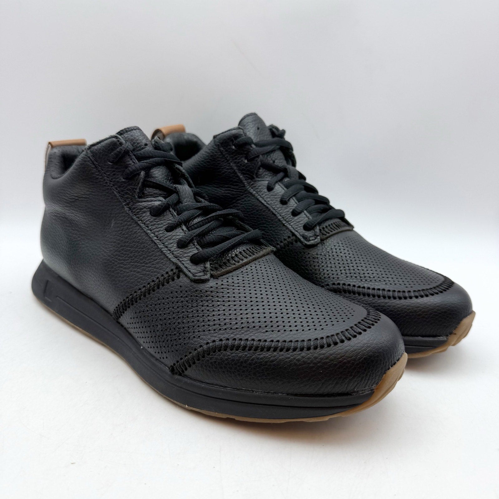 YORK Athletics Womens The Henry Mid Trainer Sneakers US 8 Black Leather NIB