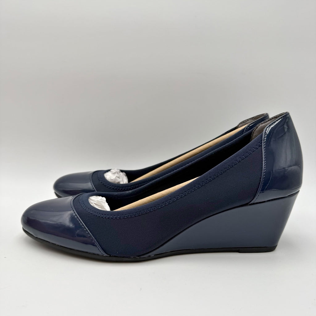 LifeStride Womens Juliana Wedge Pumps Size 8 Narrow EU 38.5 Navy Blue NIB