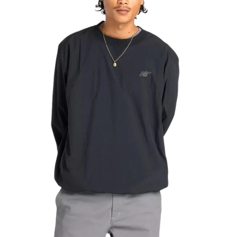 NEW BALANCE Men's Numeric Woven Crewneck Sweatshirt XL Black Oversized NWT