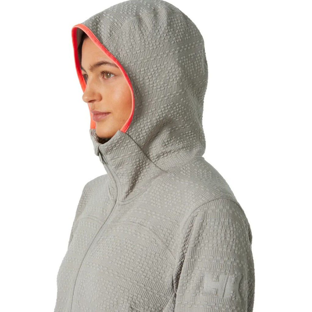 HELLY HANSEN Womens Powderqueen Jacket Medium Grey Terrazzo Midlayer Hood NWT