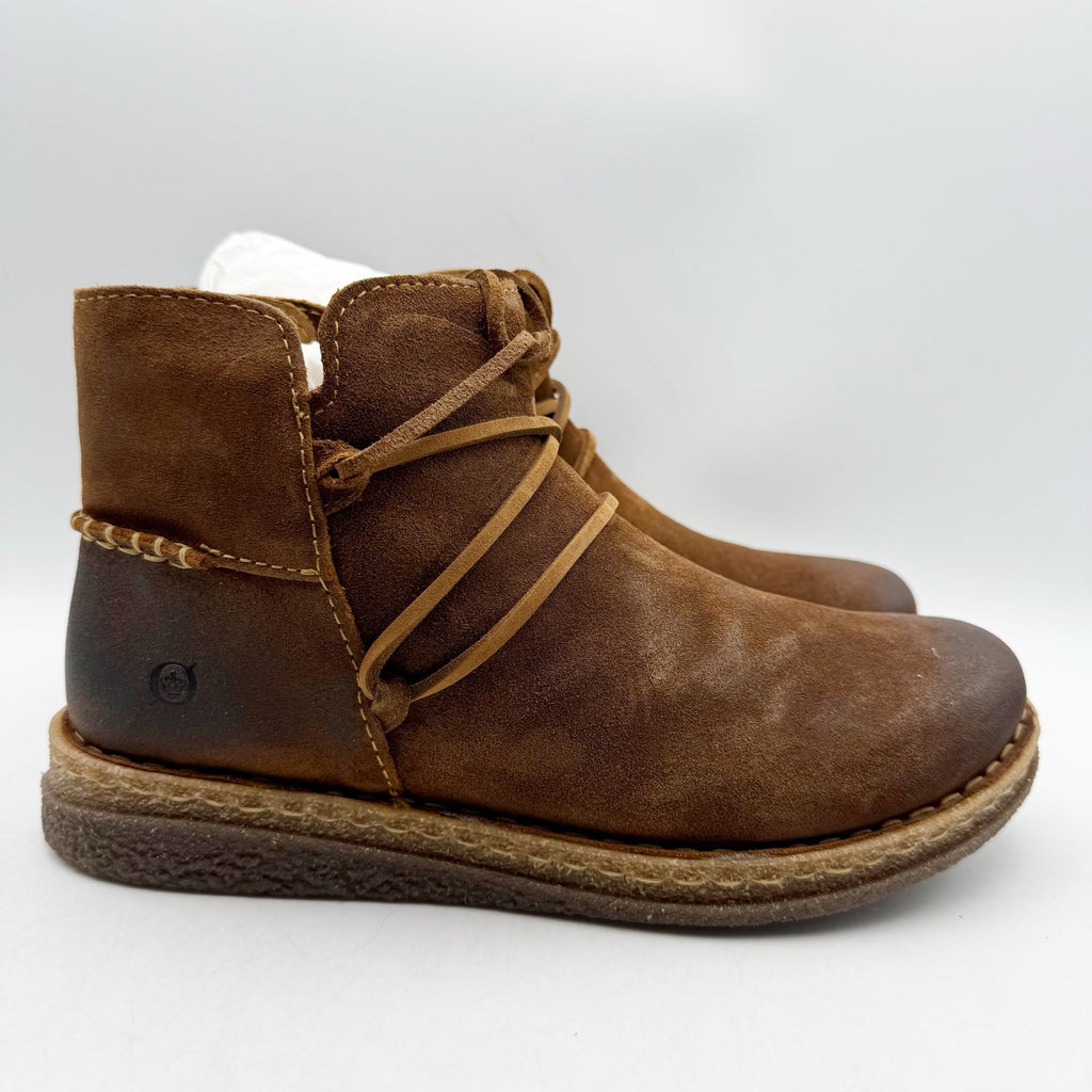Born Womens Calyn Ankle Booties Size 9.5 EU 41 Brown Suede Boots NIB