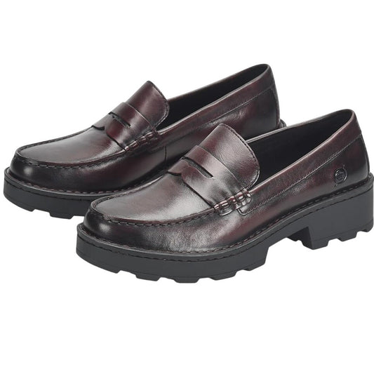 Born Womens Carrera Loafers US 7 M EU 37.5 Burgundy Leather Slip On NIB