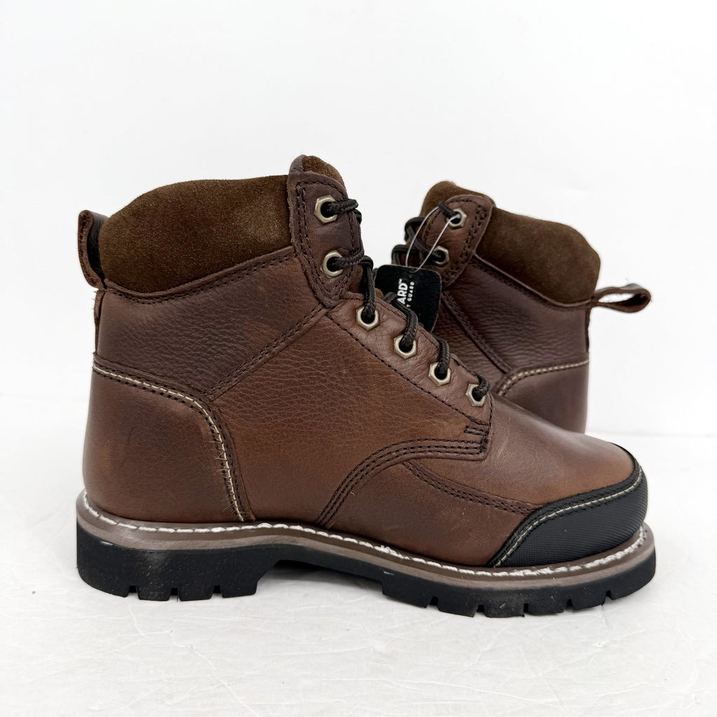 Iron Age Mens Dozer 6 Work Boots US 6 Wide Brown Leather Steel Toe NIB