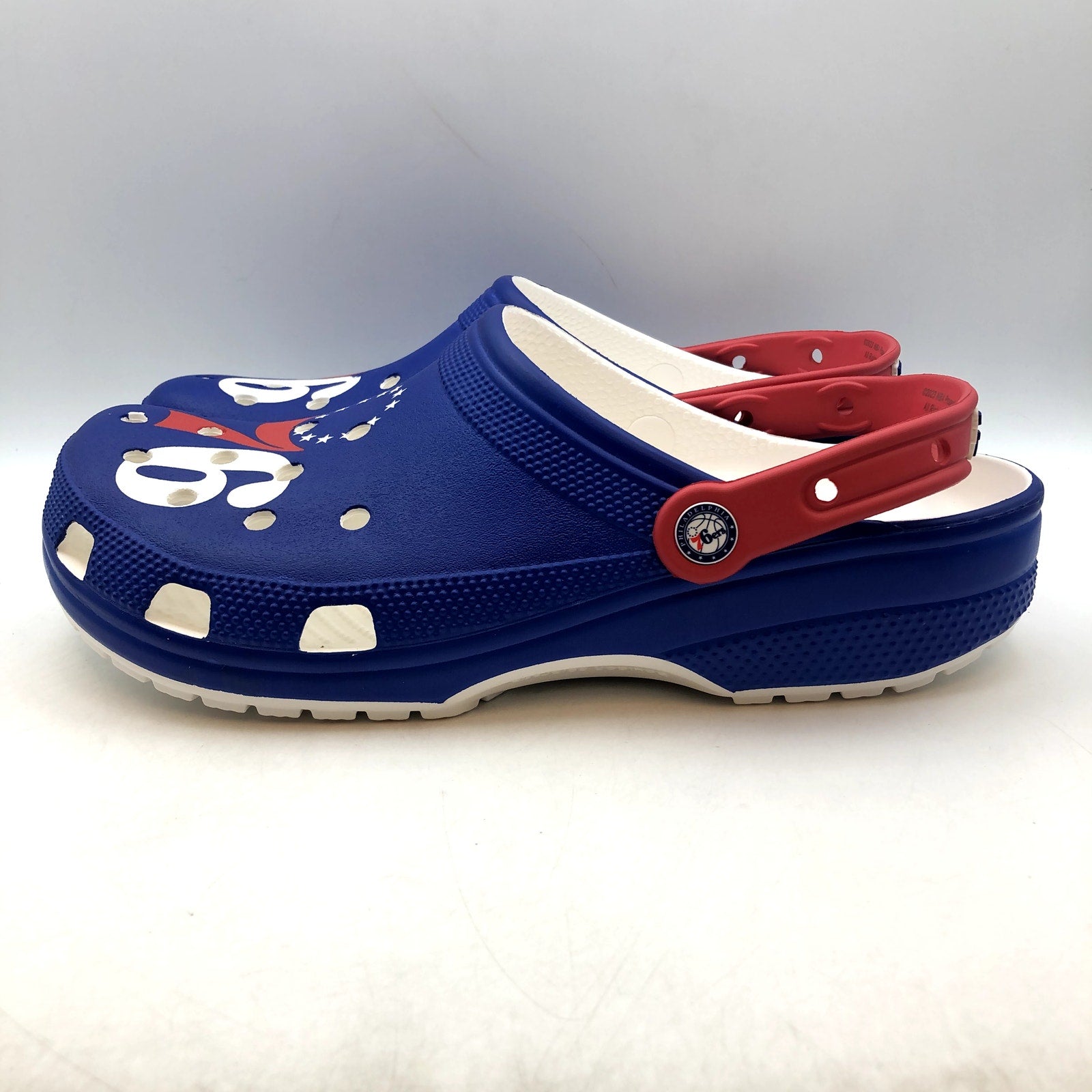 Crocs NBA Mens Philadelphia 76ers Classic Clog Size 12 Blue White NWOB