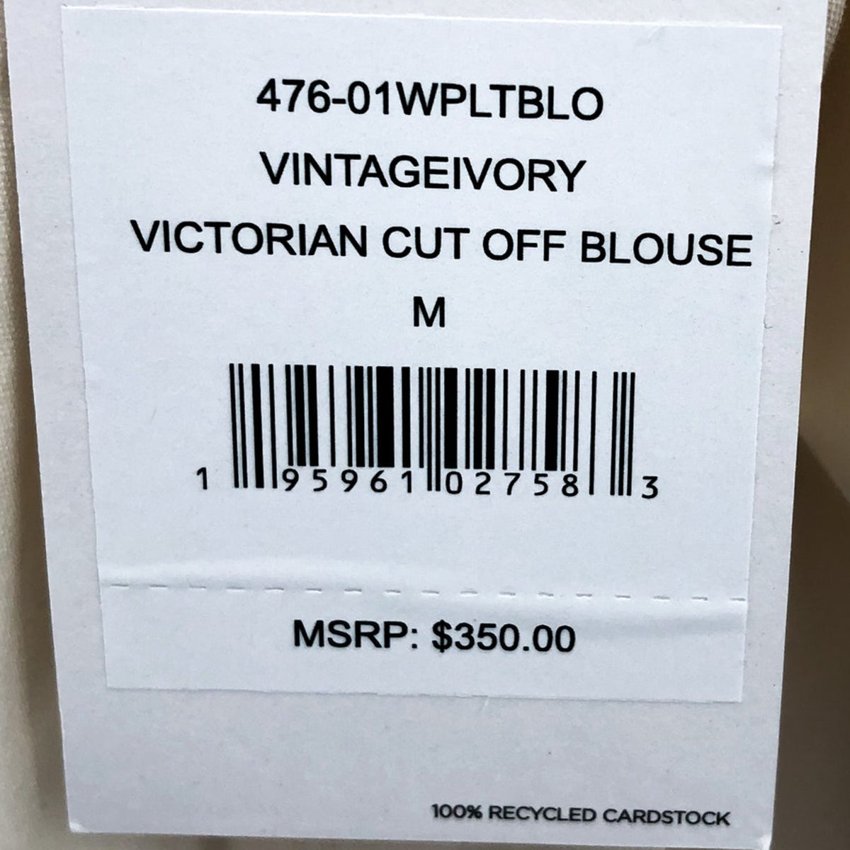 RE/DONE Victorian Cut Off Blouse Medium Vintage Ivory Balloon Sleeve Ruffle NWT