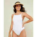 ANDIE SWIM Paloma One Piece XL 16 Tall White Ribbed High Neck Long Torso NWT