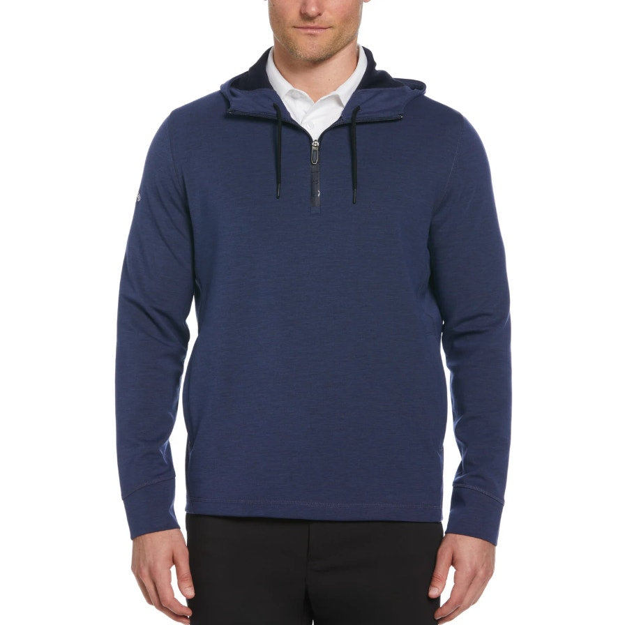 Callaway Mens Aquapel Quarter Zip Golf Hoodie Medium Navy Blue Sweatshirt NWT