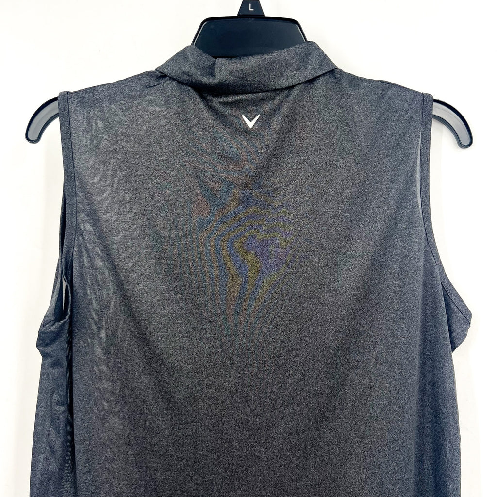 CALLAWAY Womens Polo Shirt Large Black Heather 1/4 Zip Sleeveless Golf NWT