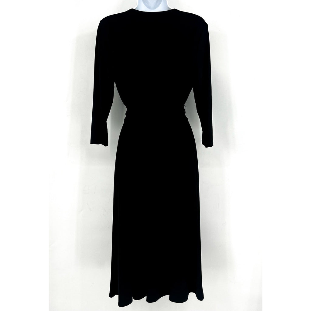 LAUREN RALPH LAUREN Surplice Jersey Dress Size 6 Black 3/4 Sleeves Belted NWT