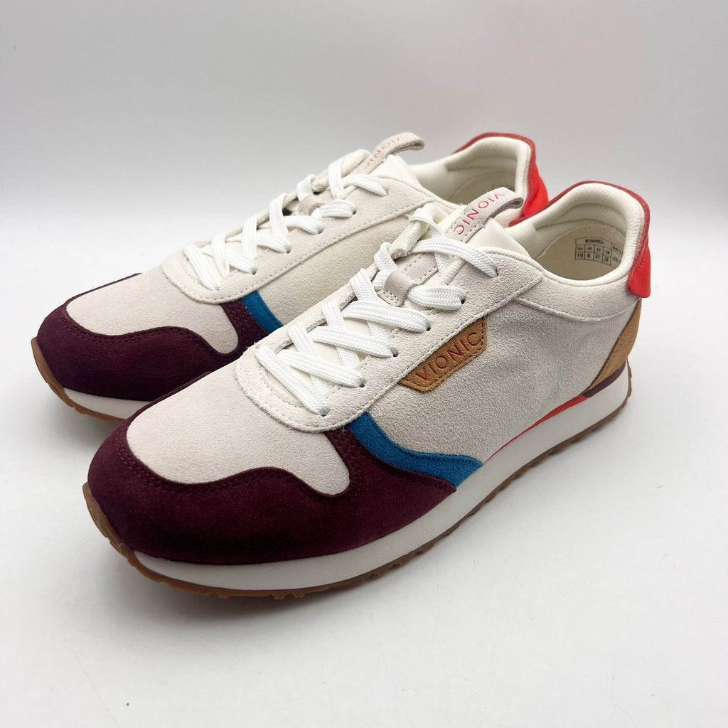 Vionic Womens Monarch Casual Sneakers Size 10 EU 41 Off White Multi Suede NIB