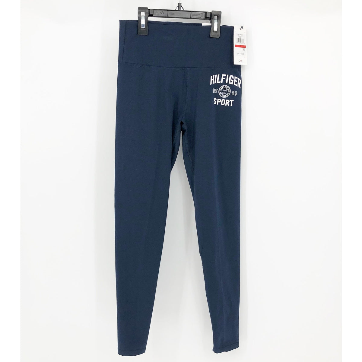 TOMMY HILFIGER SPORT Full Length Athletic Leggings XS Navy Blue High Rise NWT