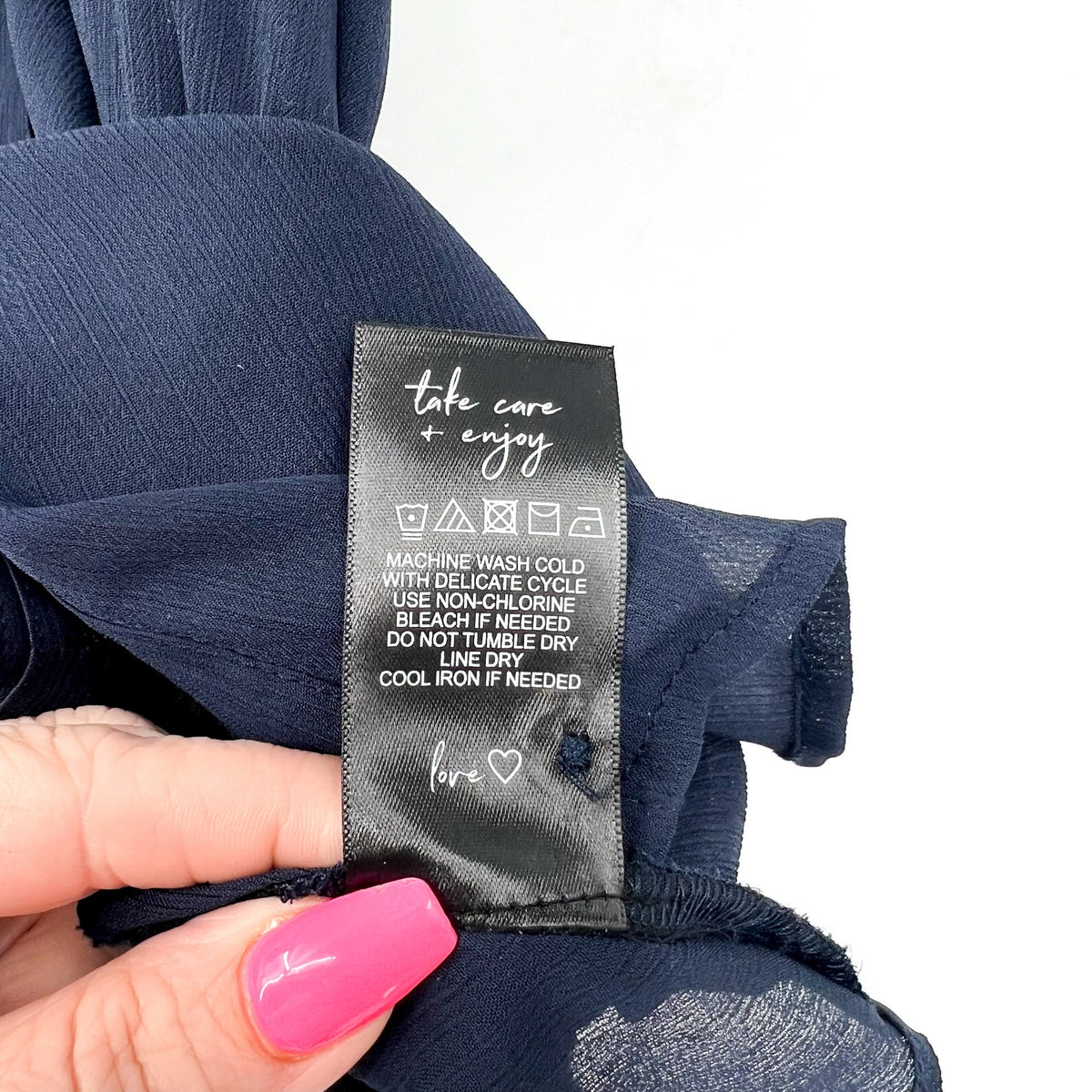 NIC + ZOE Women's Falling Chiffon Top Medium Navy Blue Sleeveless NWT