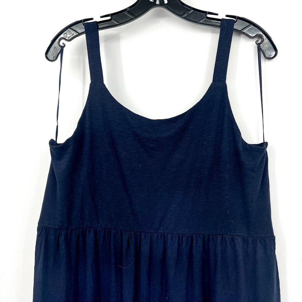 NIC+ZOE Tiered Maxi Tank Dress Large Dark Blue Cotton Blend Scoop Neck NWT