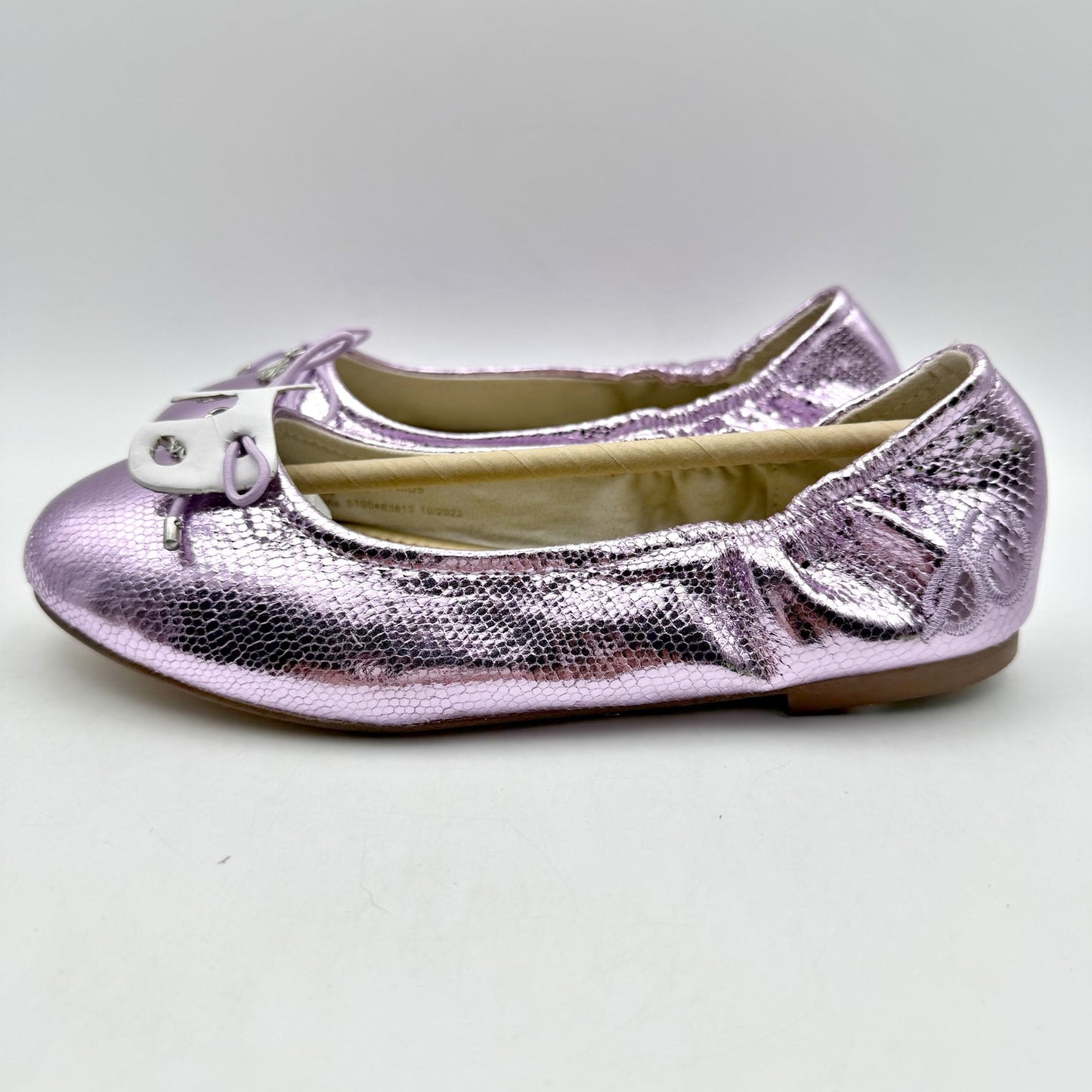 Sam Edelman Kids Felicia Ballet Flats US 3 M EU 35 Lilac Metallic Leather NIB