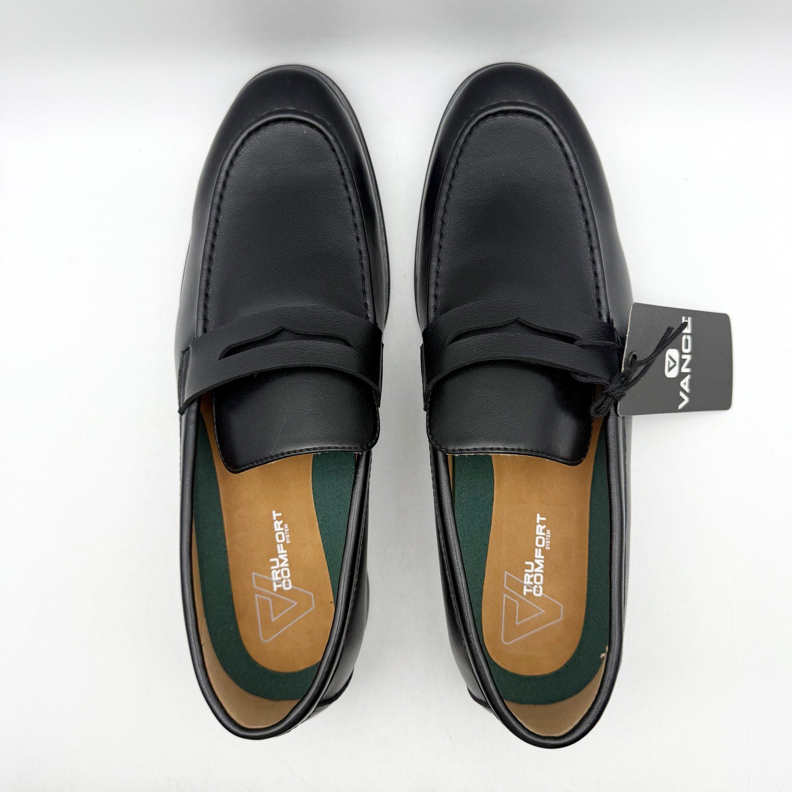 Vance Co. Mens Phineas Penny Loafers US 11 WIDE EU 44 Black Leather NWOB