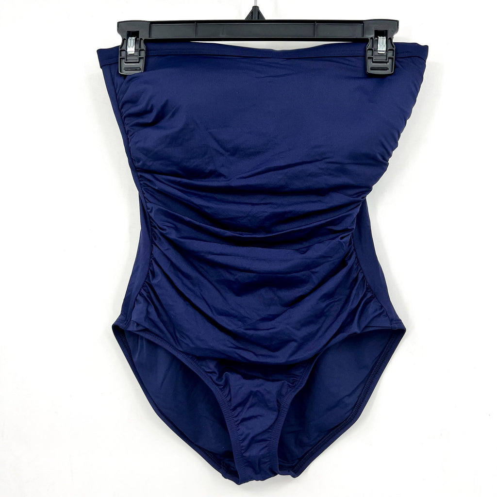 TOMMY BAHAMA Pearl Bandeau One Piece Swimsuit Size 6 Mare Navy Shirred NWT