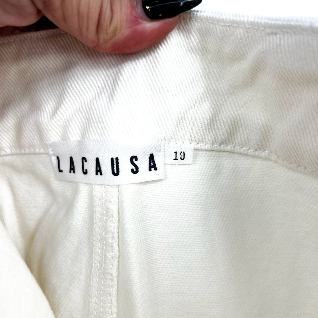 LACAUSA Women's Diego Cargo Trouser Jeans Size 10 Parchment White High Rise NWT