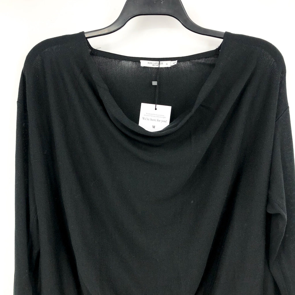 M.M LAFLEUR Women's Monica Top XL Black Silk Jersey Long Sleeve Blouse NWT