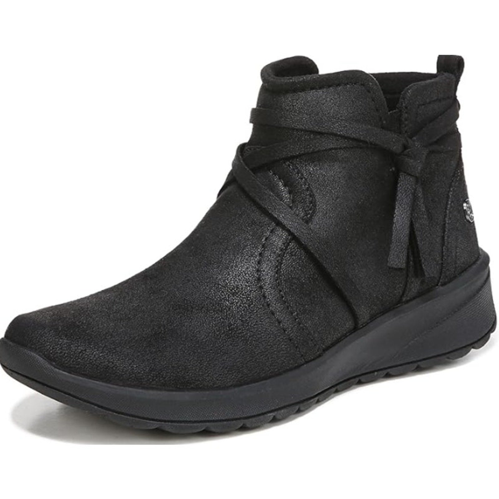 BZEES Womens Gusto Ankle Booties US 8 Wide EU 38.5 Black Fabric Wrap Tassel NIB