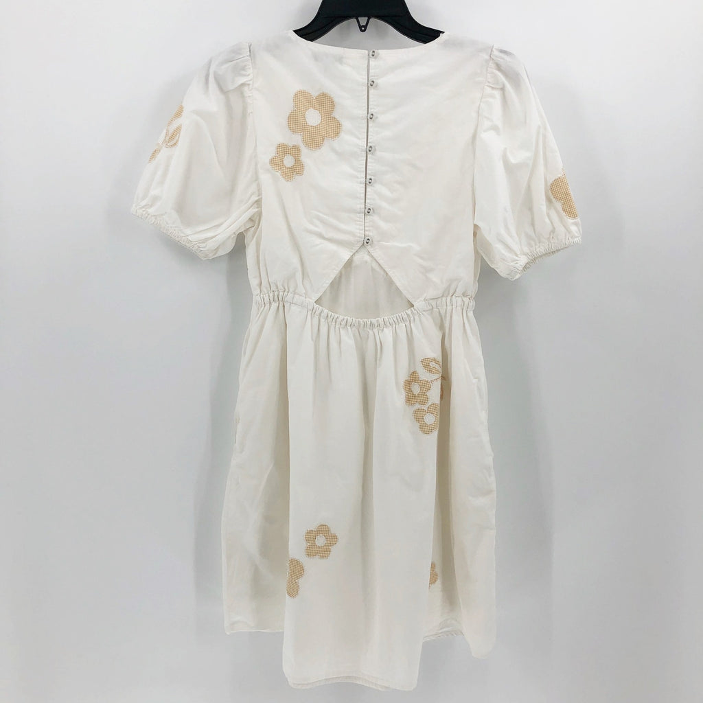MADEWELL Annamarie Mini Dress Size 0 White Floral Puff Sleeves Cut Out NL107 NWT