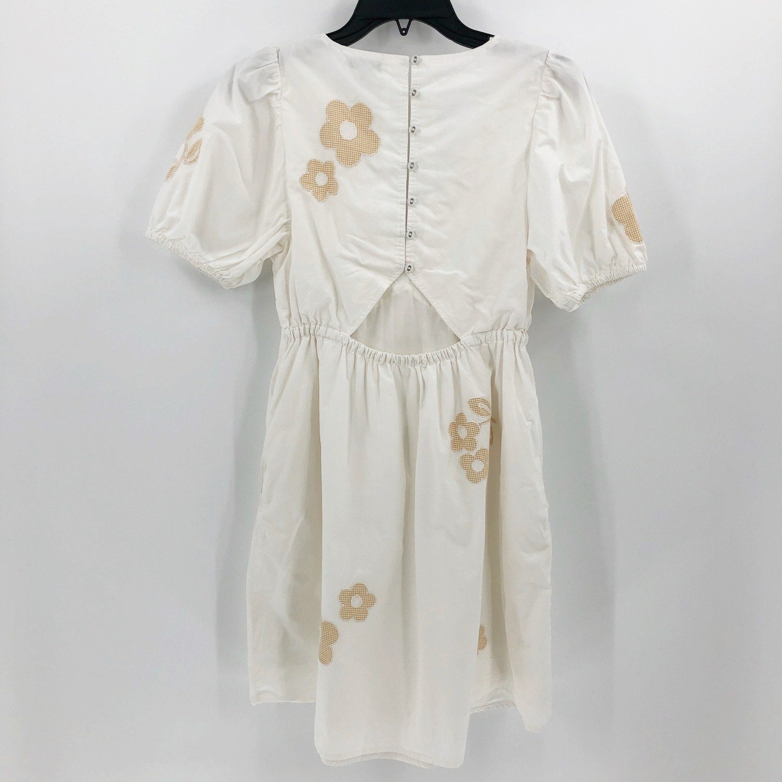 MADEWELL Annamarie Mini Dress Size 0 White Floral Puff Sleeves Cut Out NL107 NWT