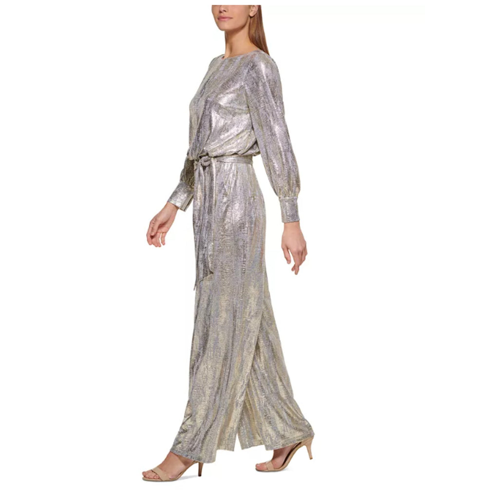 Vince Camuto Women's Metallic Wide-Leg Jumpsuit 0 Petite Gold Belted NWT