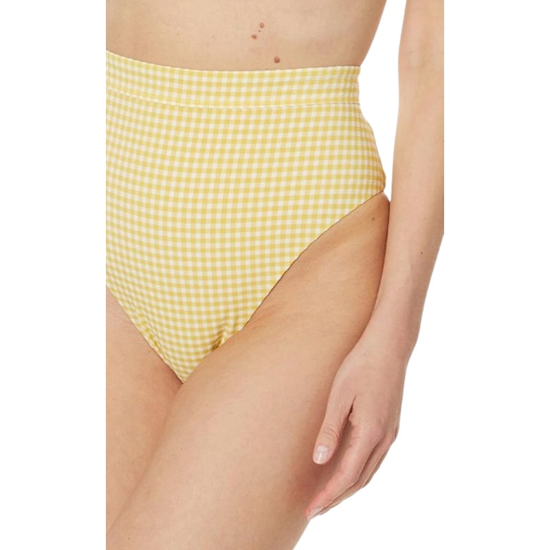 MADEWELL Prawn High-rise Bikini Bottom XL Yellow Chamomile Tea Seersucker NWT