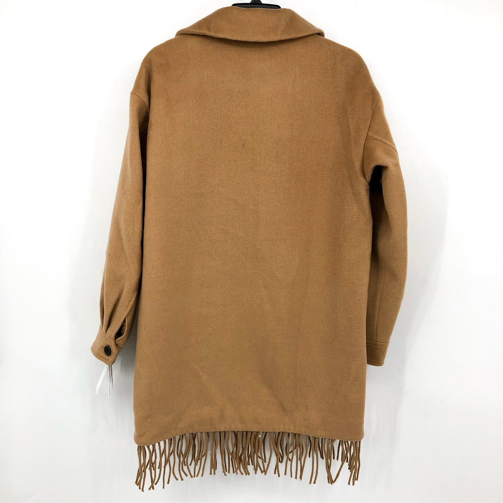 SANCTUARY Womens Fringe Wool Blend Coat Small Tan Camel Wool Blend NWT