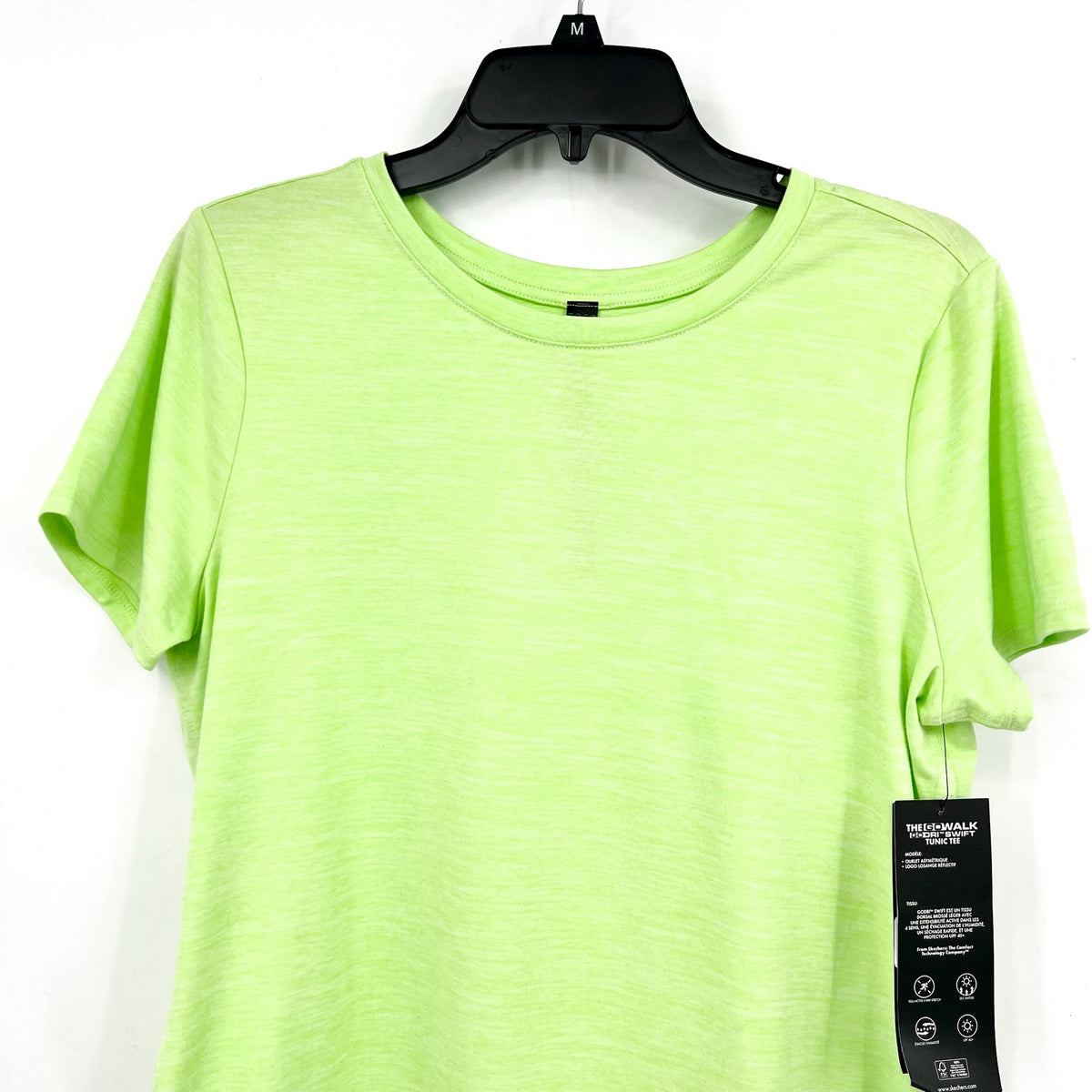 SKECHERS Women's GO DRI Swift Tunic Tee Small Lime Green Short Sleeve NWT
