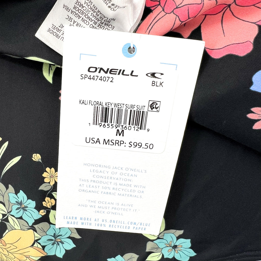O'NEILL Women's Kali Floral Key West Surf Suit Medium Black Long Sleeve NWT
