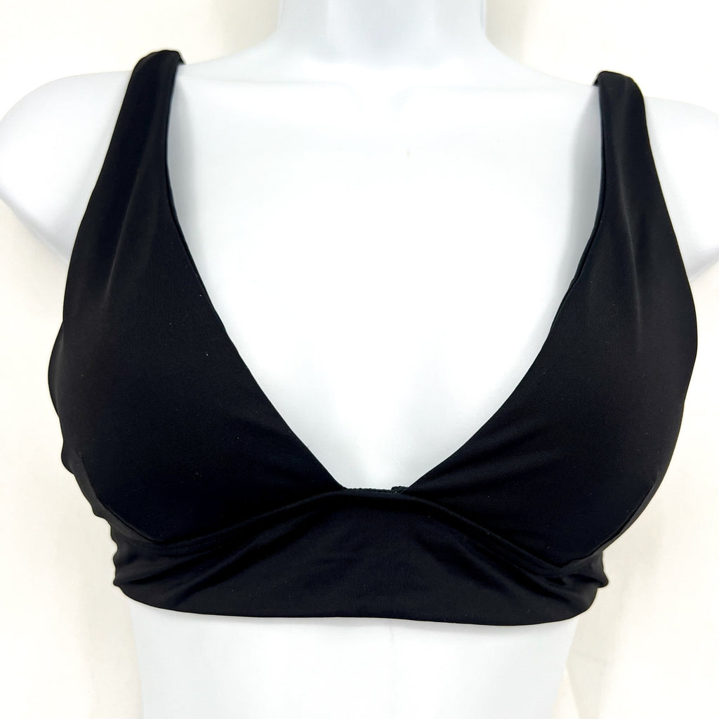 L*SPACE Women's Harley Bralette Bikini Top Small Black Low Tie Back NWT