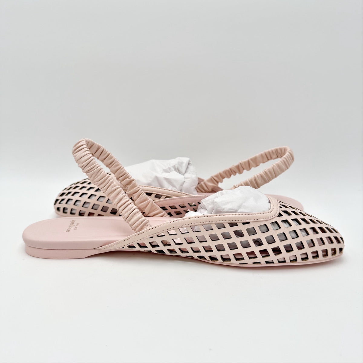 Kate Spade Womens Eloise Slingback Flats Size 9 B Pink Leather Laser Cutout NIB