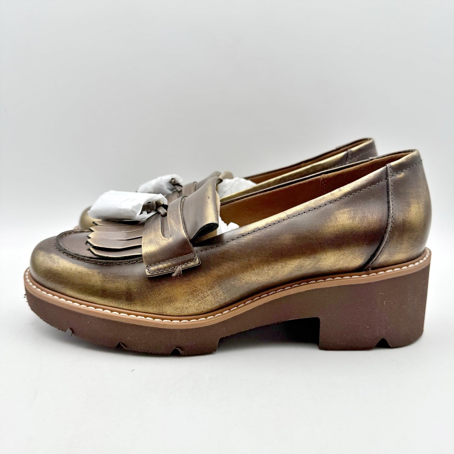 Naturalizer Womens Desmond Tassel Loafer US 7.5 Wide EU 38 Bronze Leather NIB