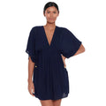 LAUREN BY RALPH LAUREN Womens Swim Cover Up Tunic Large Navy Blue Crinkle NWT
