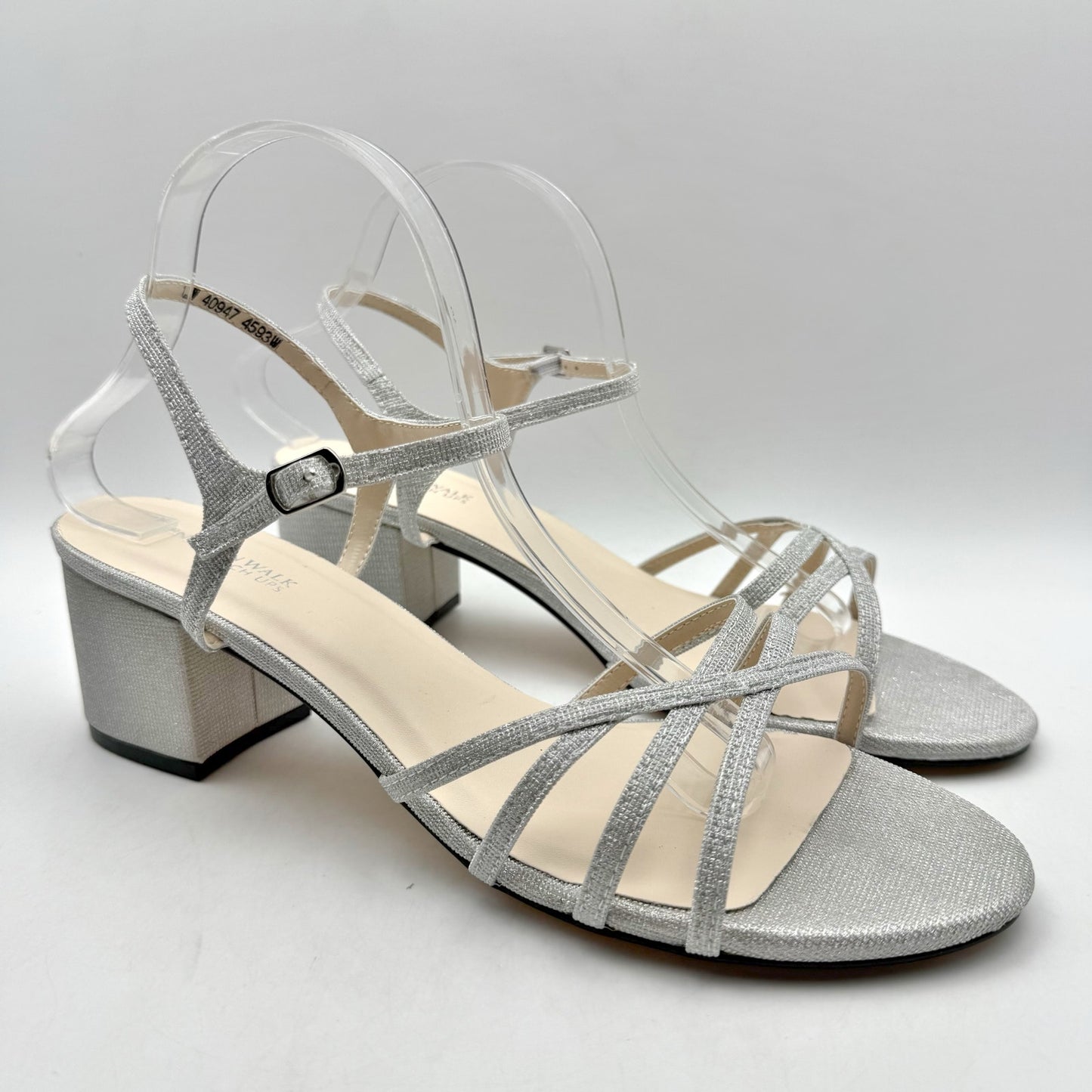 Touch Ups by Benjamin Walk Womens Delilah Sandals US 12 Wide Silver Metallic NIB