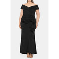 XSCAPE Women's Scuba Off The Shoulder Gown Size 14 Black Ruffle Crepe NWT
