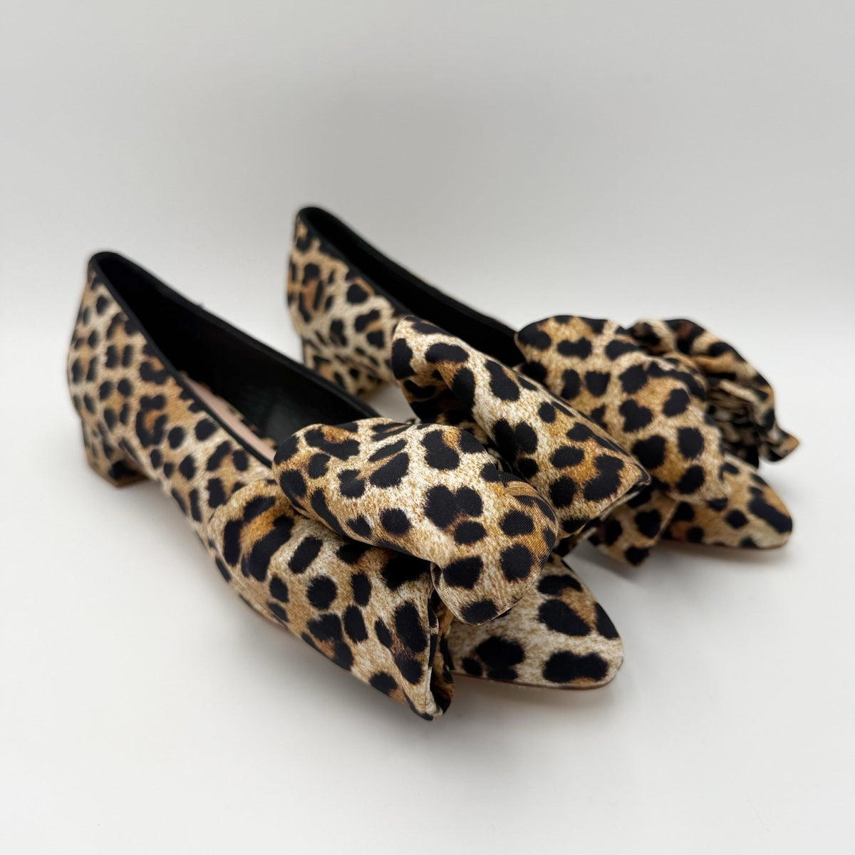 Loeffler Randall Womens Noa Heels Size 9.5 B Black Brown Leopard Bow NIB