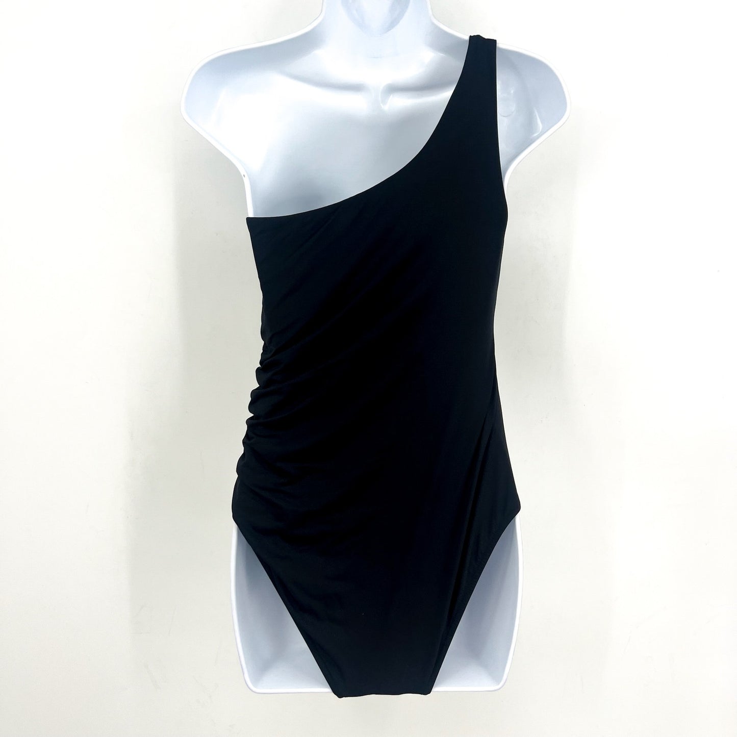 SEAFOLLY COLLECTIVE One Shoulder One Piece Size 8 Black Ruched NWT