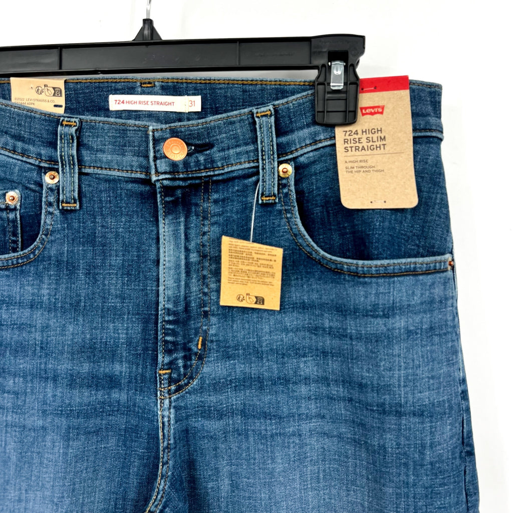 LEVI'S Womens 724 Straight Slim Jeans 31x30 US 12 Way Back Blue 18883-0238 NWT