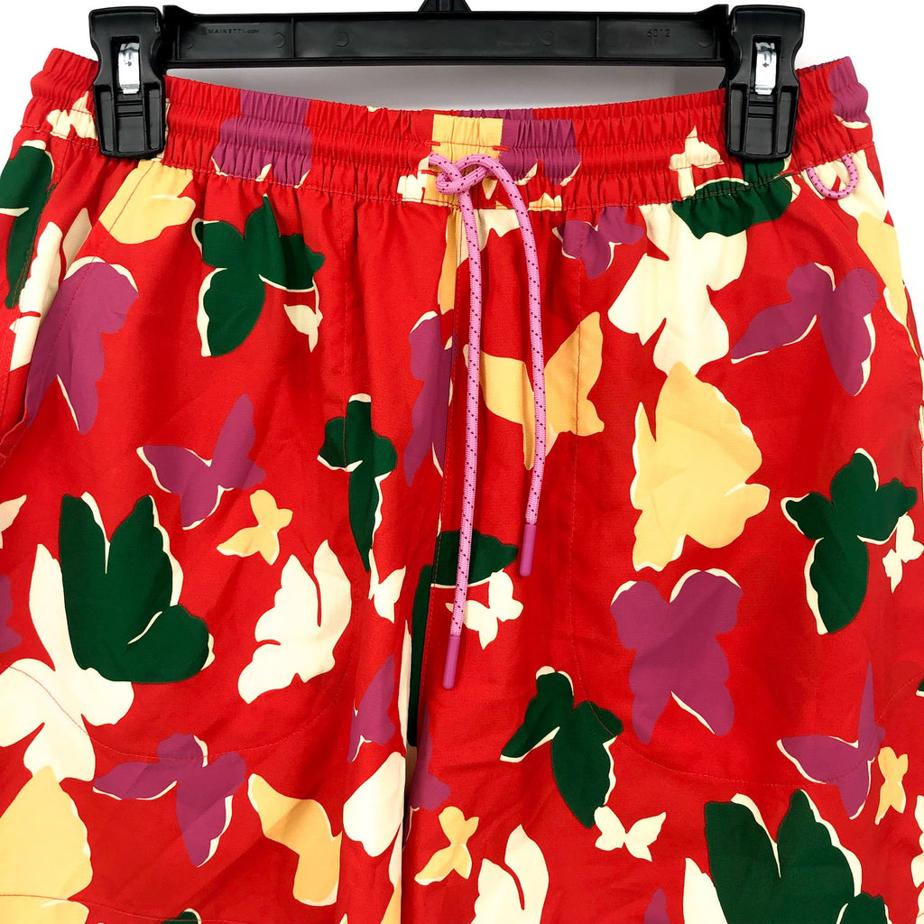 OUTDOOR VOICES Women SolarCool 5" Beach Shorts Small Red Butterfly Floral NWT