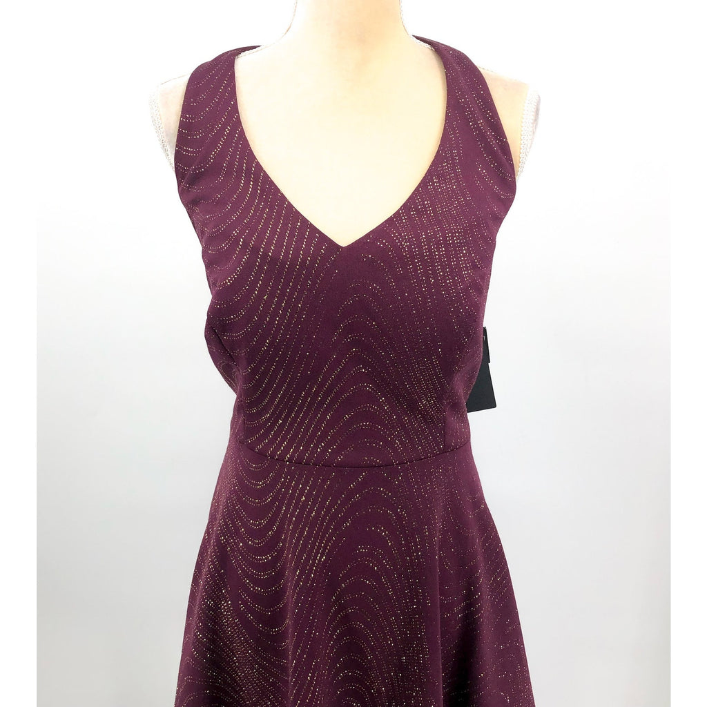 CITY STUDIO Sparkling Mini Halter Dress 20W Plum Purple Gold Cut-Out NWT