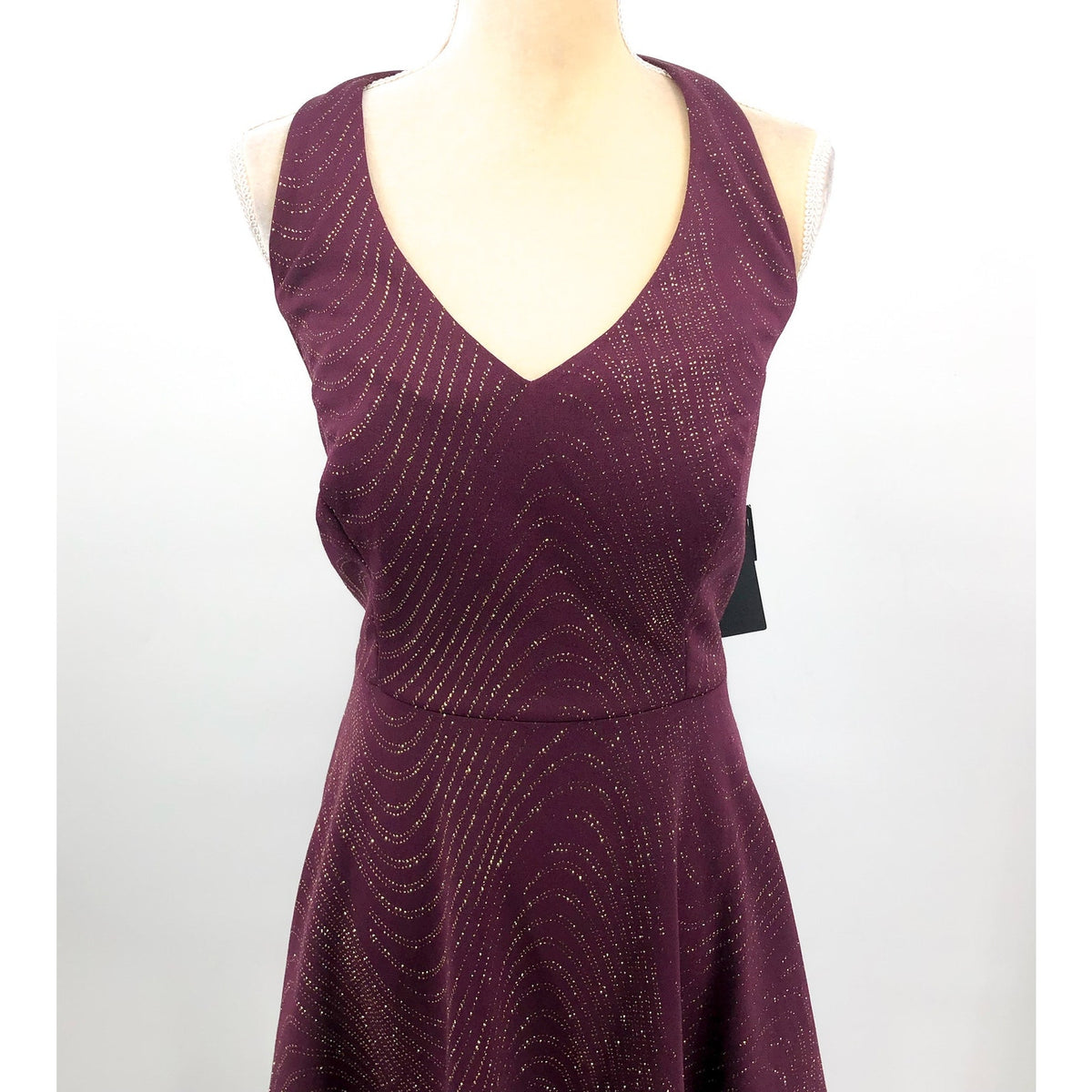 CITY STUDIO Sparkling Mini Halter Dress 20W Plum Purple Gold Cut-Out NWT