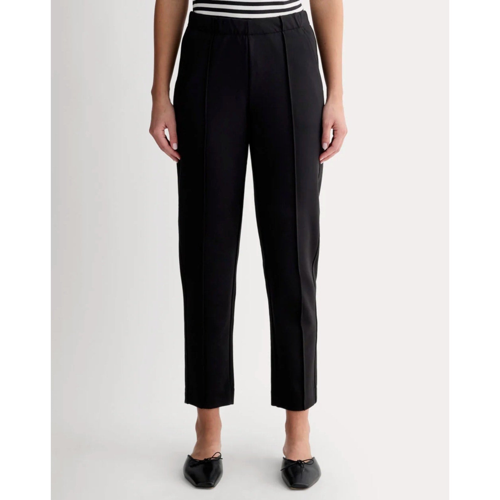 Everlane Womens The Dream Pants XXS Black Knit Pull On Taper Ankle Stretch NWT